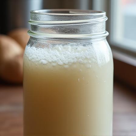 Vasetto di lievito madre naturale in fermentazione